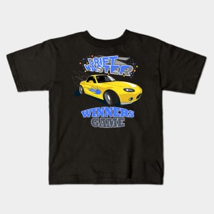 Drift Master Yellow Car design Kids T-Shirt